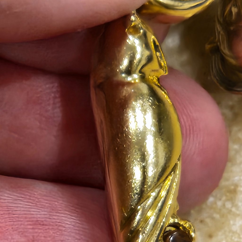 Rare Vintage Monica Rich Kosann Wisdom Owl Tsavorite 18k Gold Charm Pendant — image 4 of 8